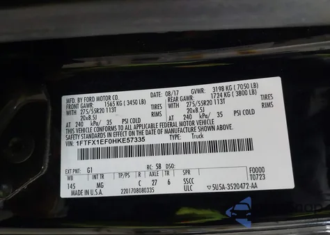 2017 Ford F-150 Xlt from USA, damaged, VIN 1FTFX1EF0HKE57335
